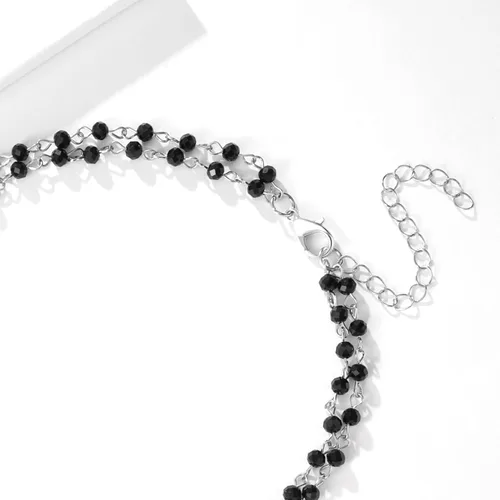 Miniatura 5 de Collar de luna para mujer, collar de luna creciente negra en capas, collar de joyería de bruja gótica, collar de cuentas de ónix, collar gótico