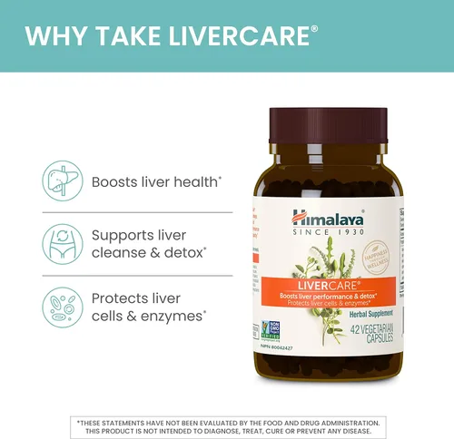 Miniatura 3 de Himalaya LiverCare, Suplemento de apoyo hepático a base de hierbas que promueve la eliminación de residuos, limpieza del hígado desintoxicación