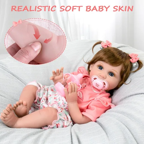 Miniatura 3 de Aori Muñeca de bebé renacida realista para niñas - Muñecas de bebé recién nacidas de 22 pulgadas, adorables bebés realistas, conjunto de regalos