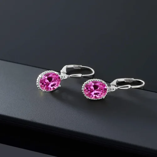 Miniatura 171 de Gem Stone King Aretes colgantes de gota para mujer, plata de ley 925, piedra natal ovalada de 0.354 x 0.276 in, joyería fina, regalos para ella