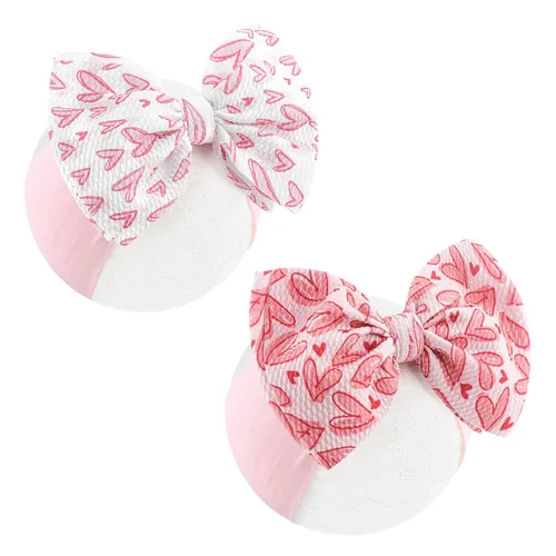 Miniatura 10 de YanJie Lazos de San Valentín – Diademas de nailon rojo hechas a mano para recién nacidos para niñas, niños pequeños y bebés Juego rojo de 6