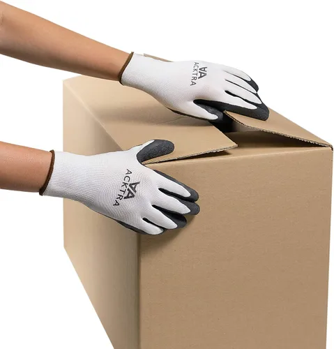 Miniatura 3 de ACKTRA Guantes de trabajo de seguridad de nailon recubierto, 12 pares, muñequera de punto, multiusos, para hombres y mujeres, WG008 poliéster negro