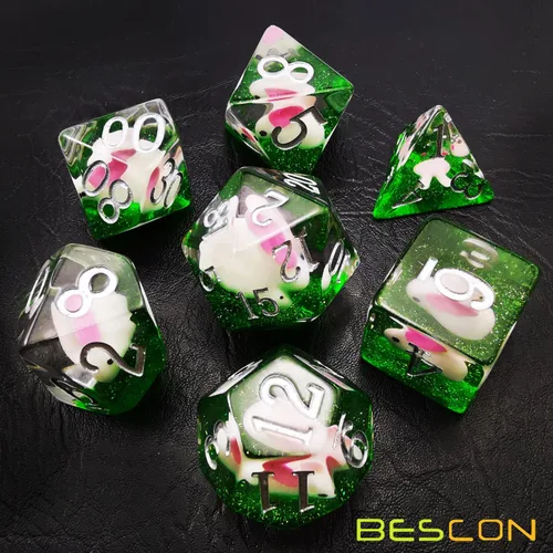 Miniatura 5 de Bescon - Juego de dados de gran tamaño para animales DND, juego de dados gigantes poliédricos de conejo de 7 piezas, dados de gran