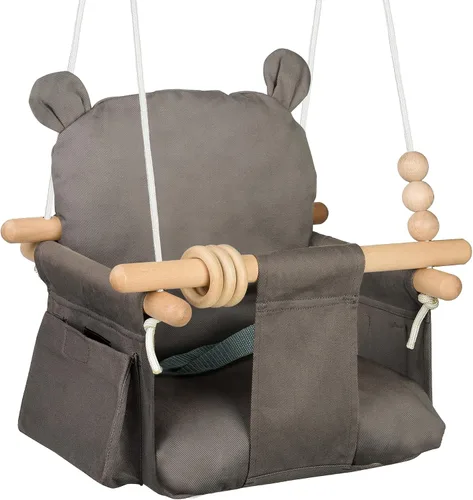Asiento de columpio colgante para bebé, silla de juguete de lona para niños pequeños con 2 bolsillos laterales para juegos en interiores, deportes y