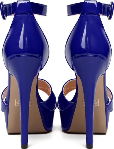 Miniatura 74 de MODENCOCO Sandalias de boda con correa de tobillo sexy para mujer, con plataforma y puntera abierta, tacón de aguja y tacón alto, zapatos de vestir