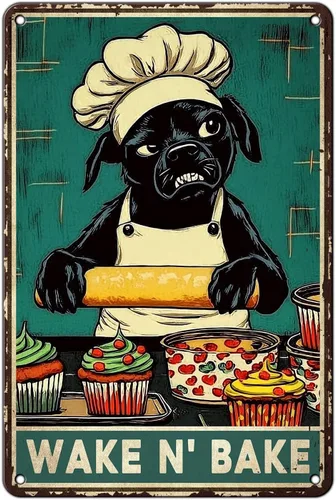Miniatura 17 de Cartel de avión, póster de metal vintage para habitación de niño, fácil de distraer con perros y aviones, entusiastas militares, arte de pared