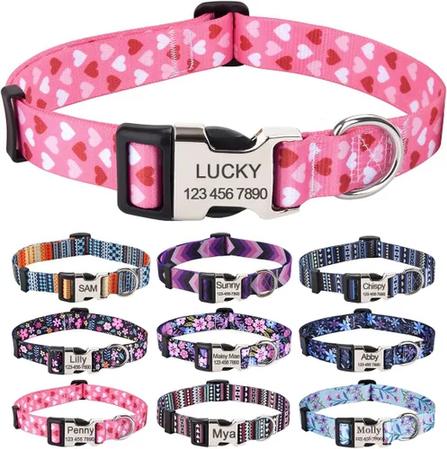 Miniatura 8 de Collares de perro personalizados – Collar floral personalizado con nombre y número de teléfono – Tamaños ajustables para perros pequeños, medianos