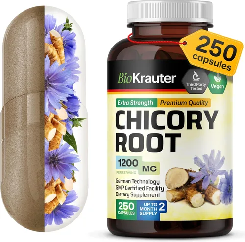 Miniatura 9 de BIO KRAUTER® Raíz de achicoria para apoyo intestinal y digestivo, prebióticos veganos puros y suplemento de fibra en cápsulas de 1200 mg por