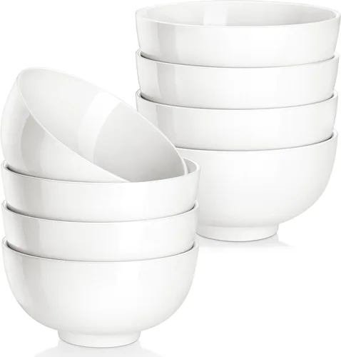 Miniatura 14 de MALACASA Juego de 6 cuencos de sopa de porcelana de 26 onzas, cuencos de cerámica negra para cocina, cuenco de cereales para avena, fruta, ensalada