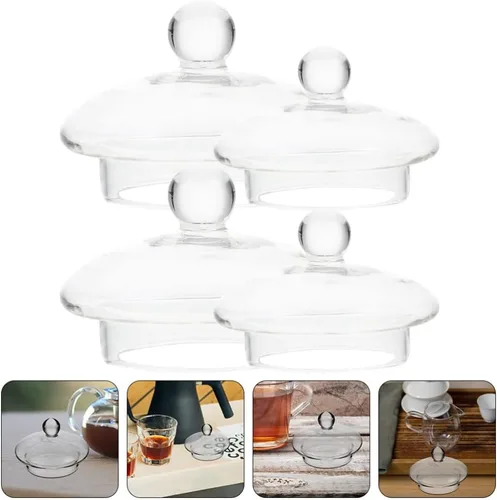 Miniatura 8 de Angoily Tetera de vidrio para tetera, 4 piezas, tapa de tetera de repuesto, tapas de coladores de té, tapas sueltas para tetera de té, cubierta