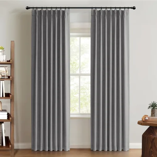 Miniatura 30 de 100% Blackout Shield Cortinas opacas con textura y aspecto de lino de 72 pulgadas de largo, juego de 2 paneles de cortinas opacas de lino sintético
