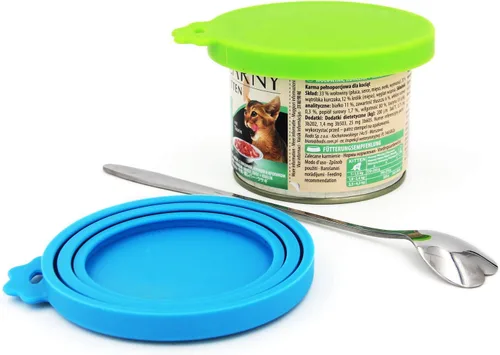 Miniatura 10 de Comtim Tapas de silicona para latas de comida para mascotas (tamaño universal, una para 3 latas de comida de tamaño estándar), azul y verde