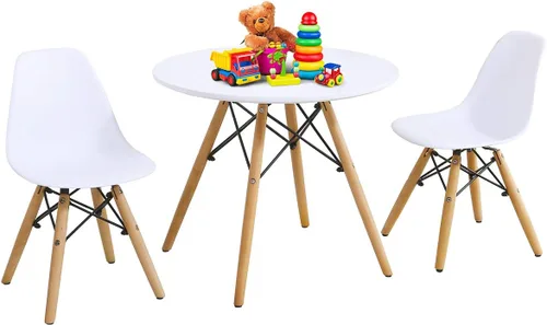 Miniatura 11 de Costzon Juego de mesa y silla para niños, 5 piezas de escritorio para niños de estilo moderno de mediados de siglo con patas de madera, marco