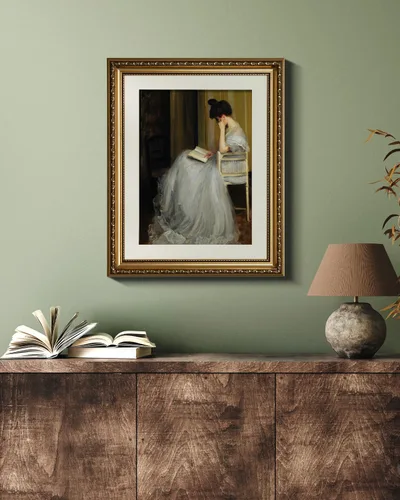 Miniatura 6 de VIYYIEA Arte de Pared con Marco Dorado Impresión en Lienzo Decoración del Hogar para Sala de Estar Mujeres Leyendo Cuadros para Dormitorio Baño