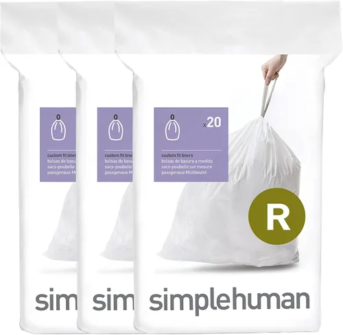 Miniatura 50 de simplehuman Forro para bote de basura de ajuste personalizado, 45 litros/12 galones, 20 unidades (paquete de 2)