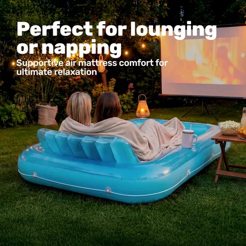 Miniatura 7 de SLOOSH Flotador Inflable para Tumbona de Piscina, 85" x 57" Flotadores de Piscina Extra Grandes para Adultos con Almohada, Balsa Flotante 4 en 1 Azul