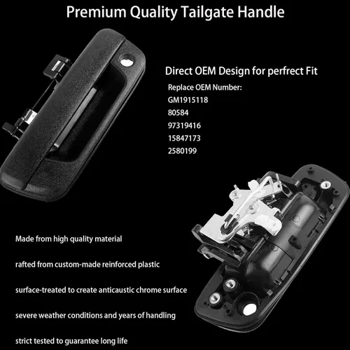 Miniatura 4 de Mango de portón trasero Compatible con 2004 2005 2006 2007 2008 2009 2010 2011 2012 Chevy Colorado GMC Canyon Isuzu i-290 i-370 i-280, cierre