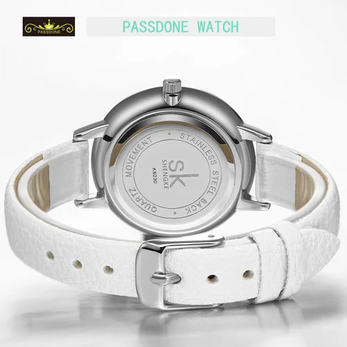 Miniatura 4 de SK - Reloj de pulsera para mujer, correa de piel, de cuarzo, reloj de lujo japonés de cuarzo.