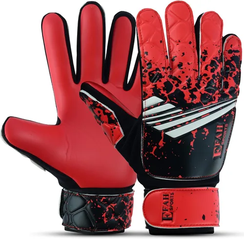 Guantes de portero de fútbol para niños y jóvenes, guantes de portero de fútbol con agarres fuertes Rojo
