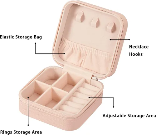 Miniatura 5 de LETURE Joyero pequeño organizador de 3 piezas para mujeres, viajes, mini organizador portátil de joyería de viaje, caja de almacenamiento