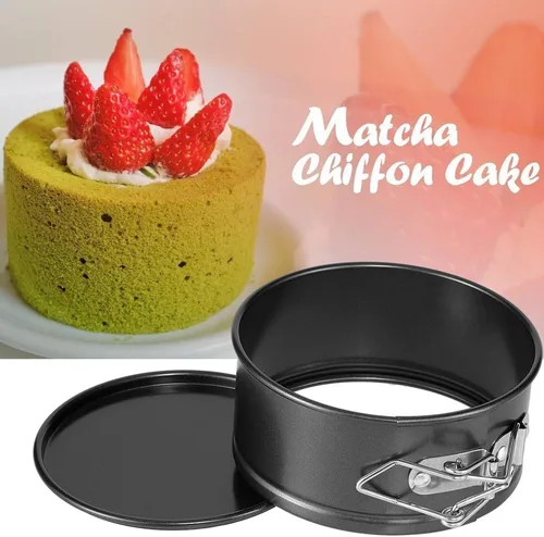 Miniatura 5 de Hiware Juego de sartenes de forma de resorte de 4 pulgadas - 4 piezas de sartén antiadherente pequeña para mini tartas de queso, pizzas y quiches