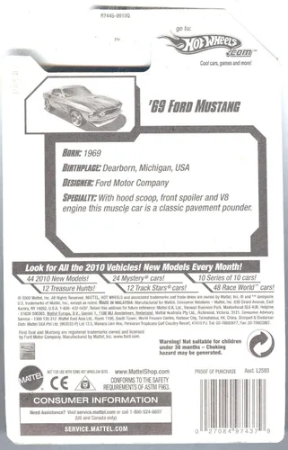 Miniatura 3 de HOT WHEELS 2010 CAZA DEL TESORO 12/12 VERDE '69 FORD MUSTANG