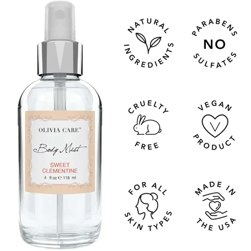 Miniatura 6 de Olivia Care Spray corporal hecho con aroma natural de clementina dulce, refrescante, calmante, refrescante e hidratante, elimina el olor con aroma