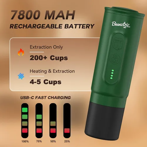 Miniatura 4 de H02PRO - Cafetera de viaje, máquina de café espresso portátil para camping, mini cafetera de 20 bares, compatible con cápsulas NS y café molido