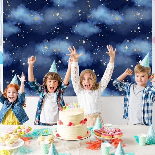 Miniatura 5 de MEHOFOTO Fondo de estudio fotográfico de cielo azul oscuro, nube, accesorios de fondo para niños, cumpleaños, príncipe, baby shower, decoración