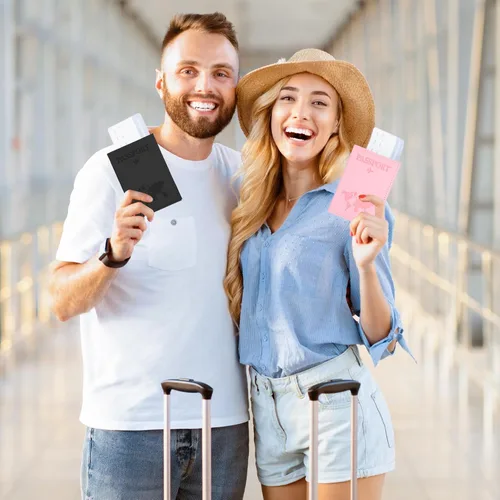 Miniatura 4 de Paquete de 3 soportes para pasaporte para viajes, funda de cartera de pasaporte de viaje, soporte para pasaporte para libros de pasaporte