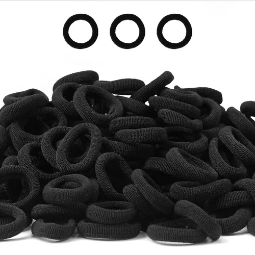 CÉLLOT Gomas para el pelo para bebés, gomas de nylon negras para niñas, bandas de pelo sin costuras para niñas, coleteros elásticos para niñas,