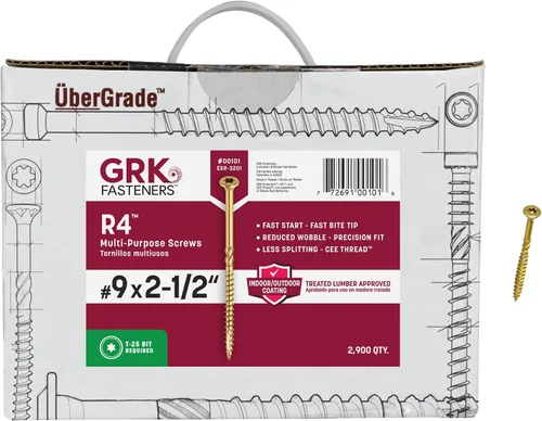 Miniatura 9 de GRK Fasteners R4™ # 9 x 1-1/2 pulgadas, tornillos de marco multiusos, 820 piezas, revestimiento Climatek™ resistente a la corrosión, vallas