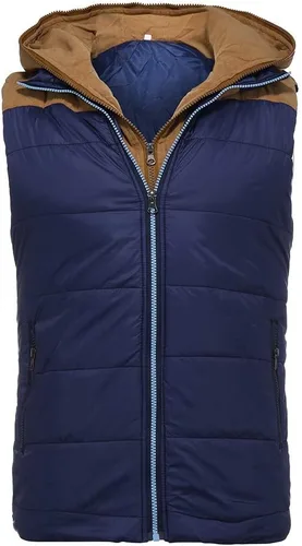 Miniatura 26 de WENKOMG1 Chaleco con capucha con doble cremallera para hombre, abrigo de color sólido, abrigo cálido y grueso, sin mangas, chaqueta suelta