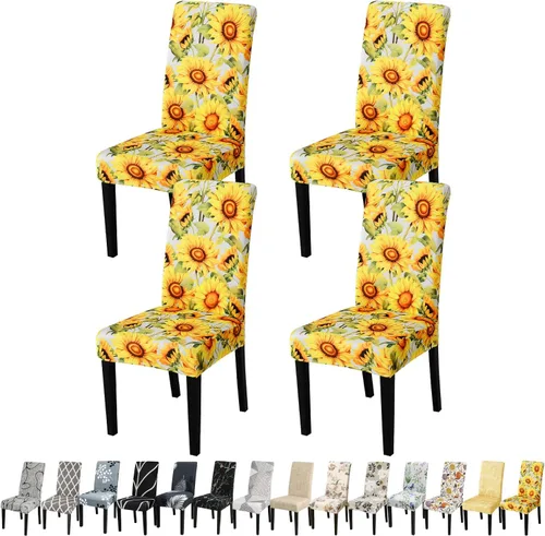 Miniatura 111 de JQinHome Juego de 8 fundas para sillas de comedor, fundas de alta elasticidad extraíbles y lavables, fundas protectoras de asiento para silla