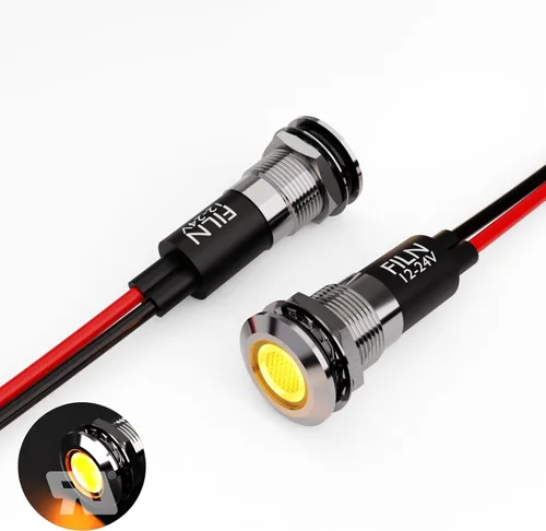 Miniatura 18 de 2 piezas de 12 mm (1/2") Luz indicadora LED blanca, lámpara de señal impermeable de metal, 5 V, 12 V, 24 V, IP67, luz de tablero para piloto