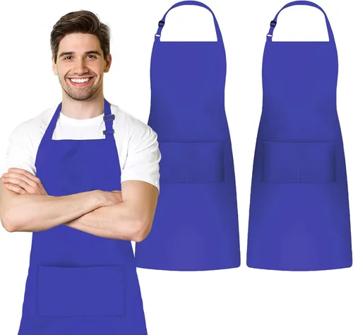 Miniatura 18 de Adjustable Bib Apron 100% Polyester Kitchen Aprons Waterdrop Resistant Aprons with Adjustable Strap, Pockets & Long Ties Negro