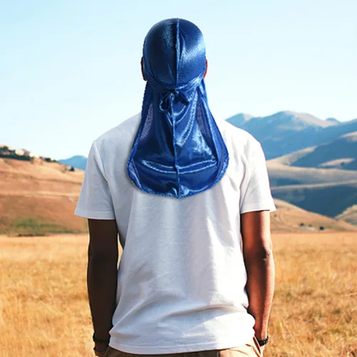 Miniatura 23 de Paquete de 3 piezas de durags sedosas para ondas de hombres, de regalo 1 gorra para marcar las ondas, talla única