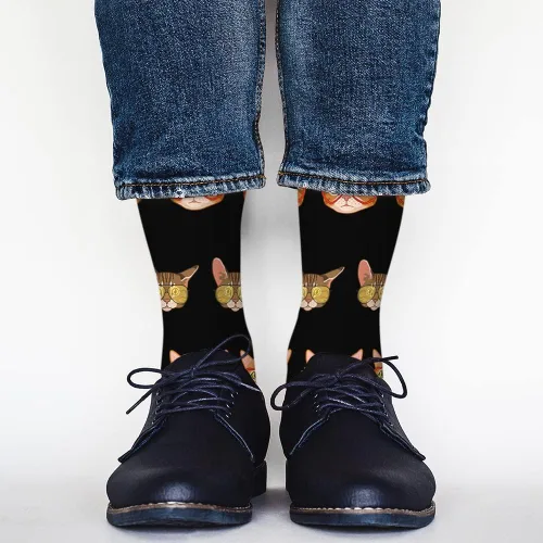 Miniatura 5 de AOYEGO Calcetines divertidos con guirnalda de bombillas brillantes, calcetines casuales novedosos, diseño de color de contraste para mujeres