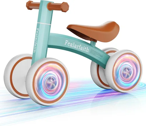 Bicicleta de equilibrio para bebés de 1 año, niños y niñas, primera bicicleta para niños con 4 ruedas de iluminación colorida | Bicicleta de
