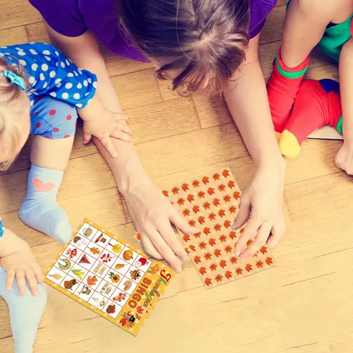 Miniatura 6 de Fancy Land Juego de bingo de Acción de Gracias, 24 jugadores para niños, suministros de manualidades para fiestas navideñas
