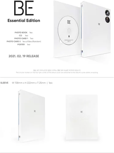 Miniatura 2 de Big Hit Entertainment BTS Bangtan Boys - BE (edición esencial) álbum+póster plegado+juego de tarjetas fotográficas adicionales