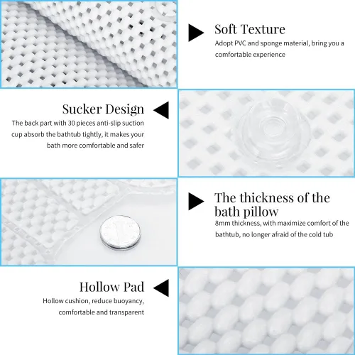 Miniatura 3 de Cojín de baño para bañera, almohada de baño, almohada suave para el cuello, tapete con almohada extra, para almohadas de baño, accesorios de baño