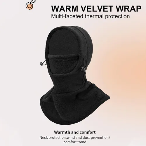 Miniatura 6 de Cycling Masque, Elastic Drawstring Winter Balaclava Full Face Cover, Waterproof Fleece Full Face Ski Cover, Warm