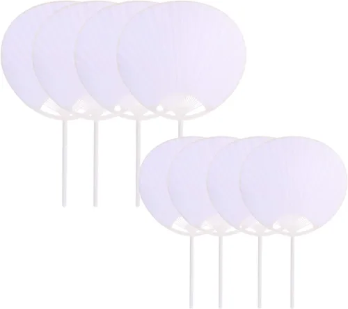 Toyvian Ventilador plegable en blanco, 8 unidades, estilo chino, japonés, ventilador de mano de papel de mano con borla, ventiladores antiguos para