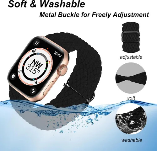 Miniatura 3 de Compatible con la Correa de Apple Watch 38mm 40mm 41mm 42mm 44mm 45mm 46mm 49mm para Mujeres y Hombres, Correa de Apple Watch Elástica y Trenzada