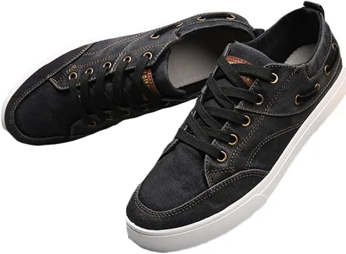 Miniatura 3 de King Ma Hombres Casual Lona Denim Flats Lace Up Zapatillas de deporte de moda