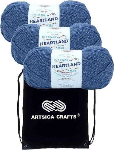 Miniatura 59 de Lion Brand Heartland Capitol Reef 136-140 (3 cadejos - mismo lote de tinte) Hilo estambre medio #4 acrílico para crochet y tejer con bolsa