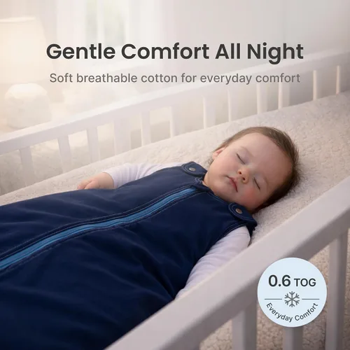 Miniatura 2 de Baby Deedee Sleep Nest Basic - Saco de dormir para bebé de 0.6 TOG de 0 a 6 meses, saco de dormir de algodón con broches de hombro patentados, manta