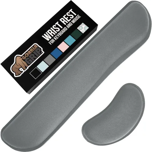 Miniatura 16 de GORILLA GRIP Reposamuñecas de teclado de espuma viscoelástica sedosa para computadora y mouse, almohadilla de soporte ergonómica para escribir, Negro