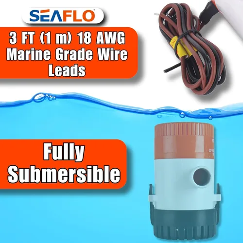 Miniatura 6 de SEAFLO Bomba de sentina Serie 01 750 GPH – 12V, Salida de 3/4", bomba sumergible marina con protección antibloqueo de aire, certificado CE y RoHS